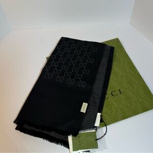Gucci Black Monogram Scarf
